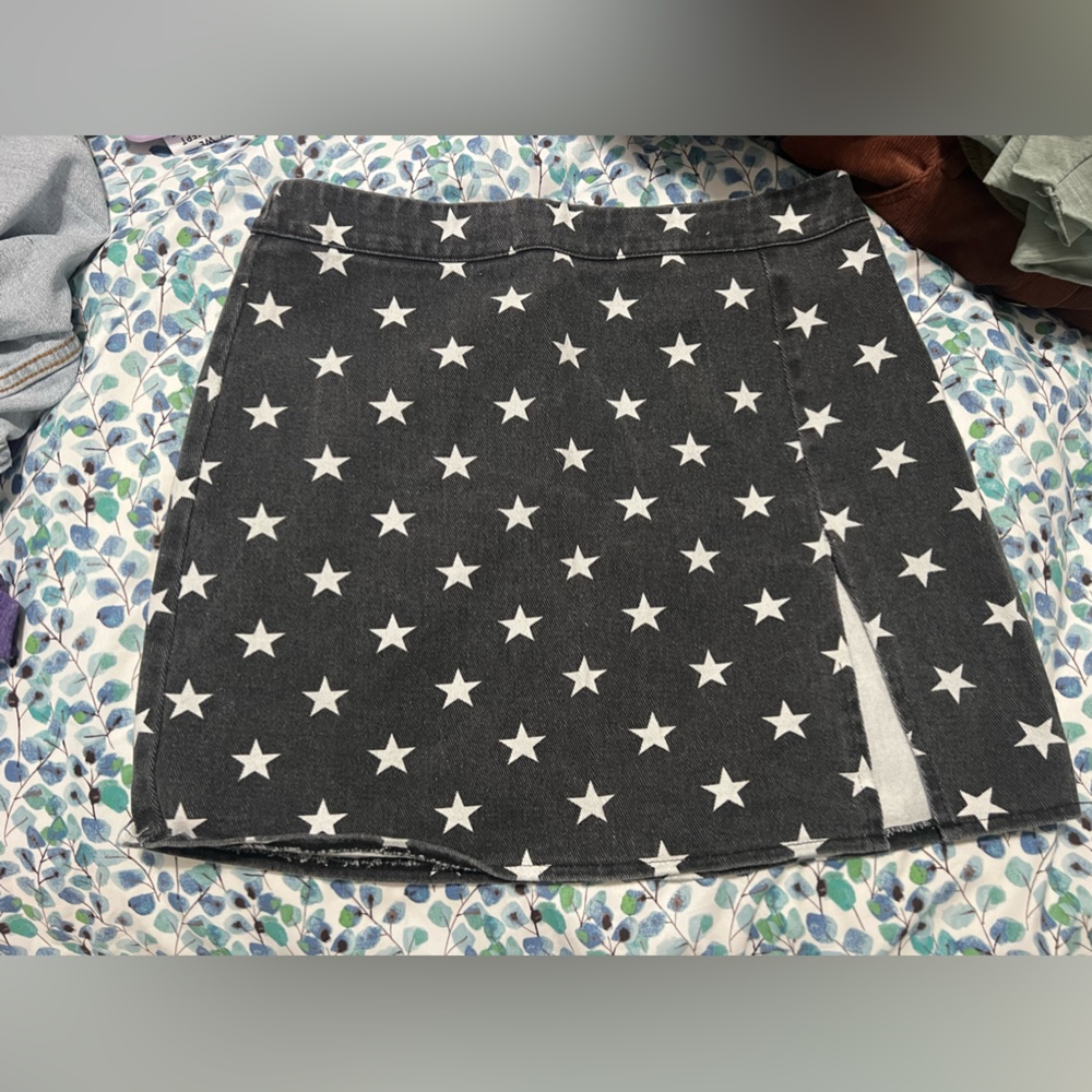 Black skirt with white stars- size medium